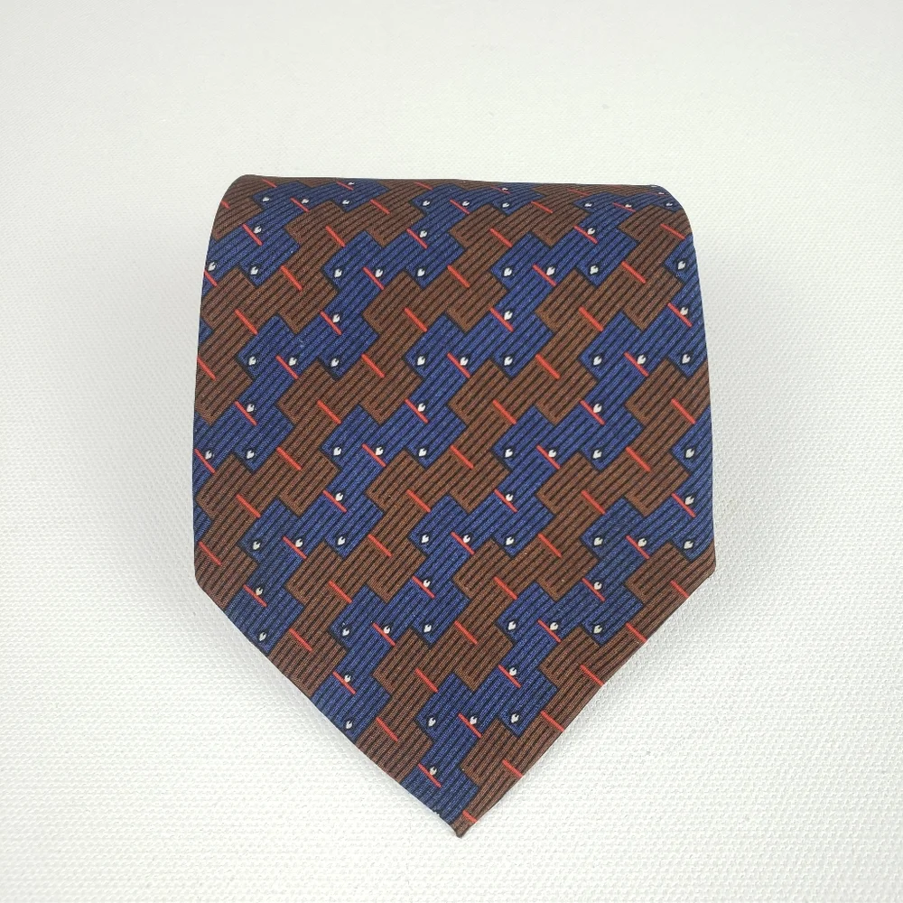 ADONIS brown & Blue Classic Men's Neck tie - Picture 2 of 8